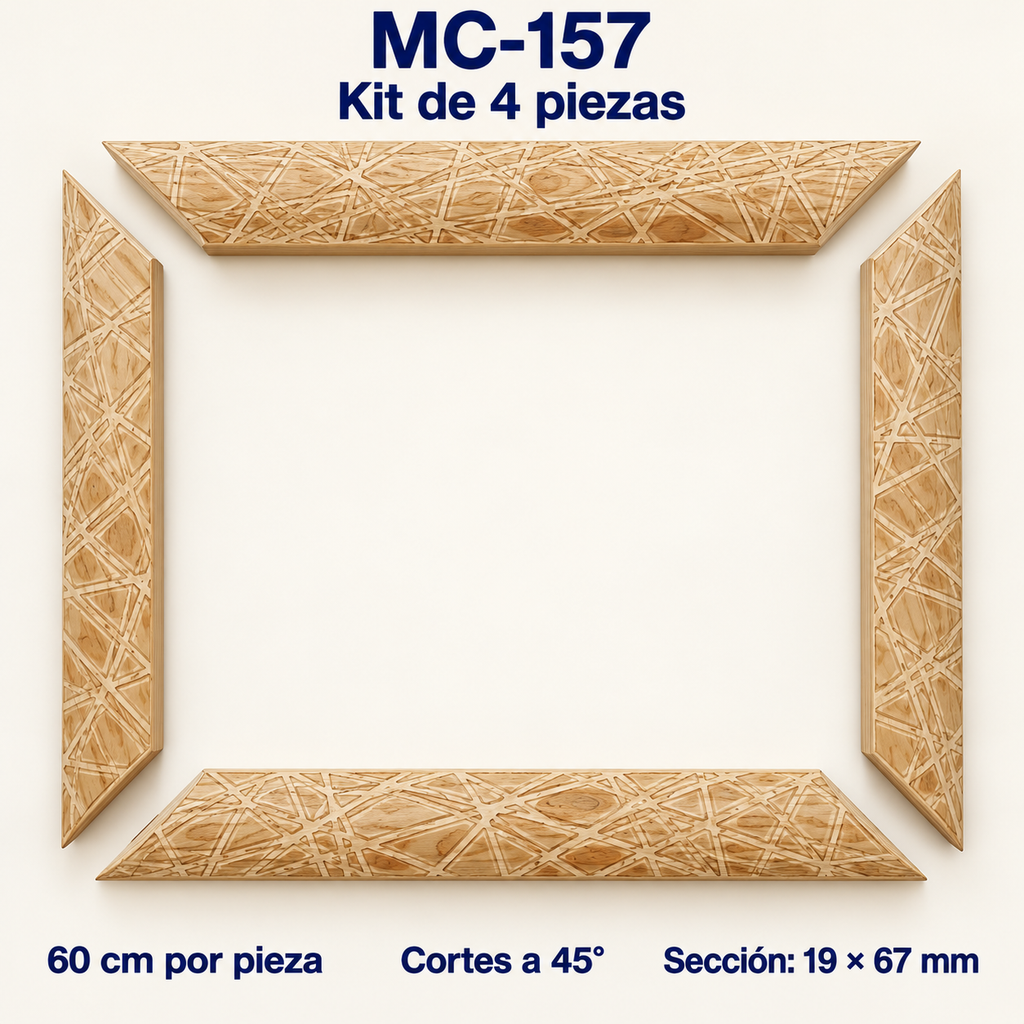 Moldura de madera grabada para marco MC157 – Kit de 4 piezas