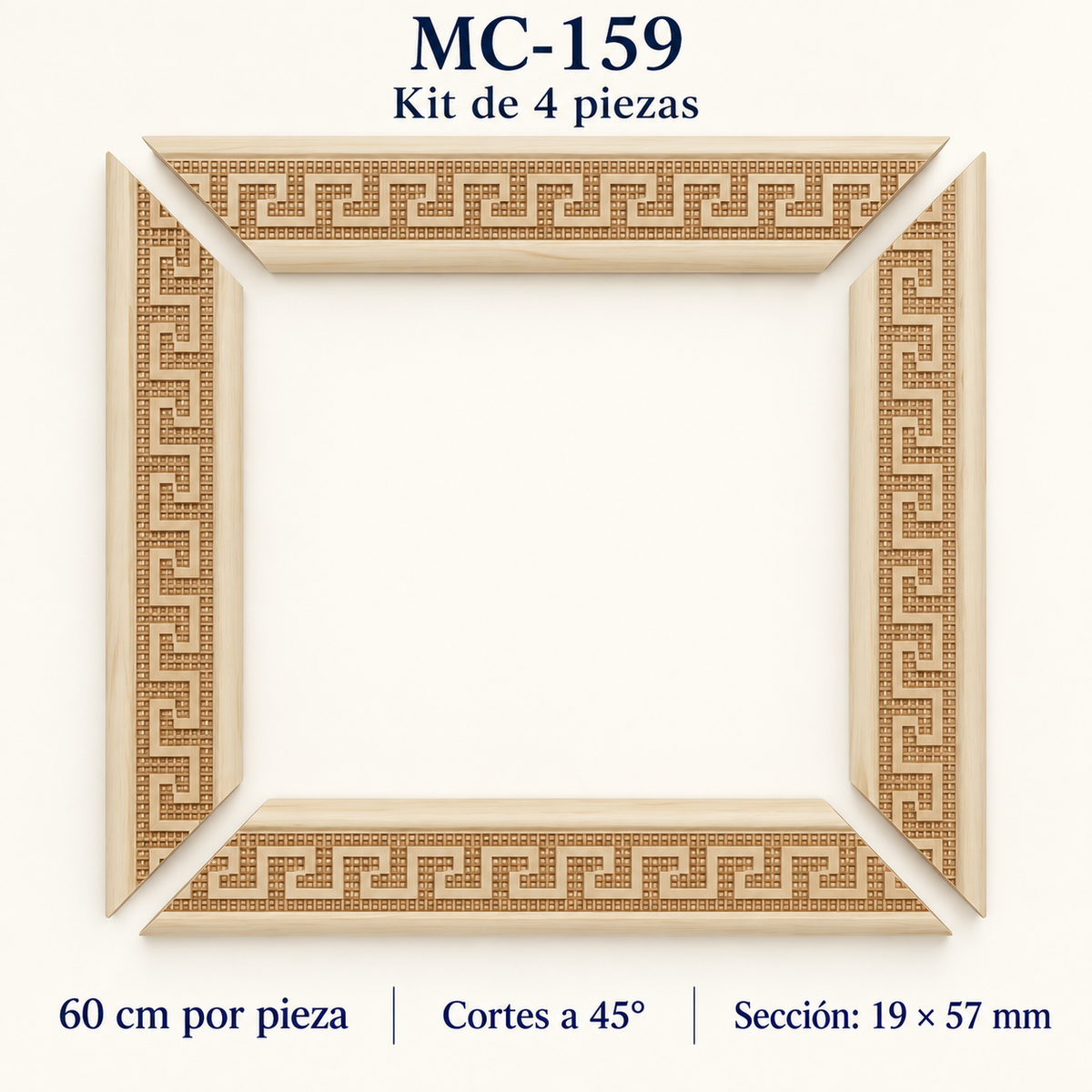 Moldura de madera grabada para marco MC159 – Kit de 4 piezas