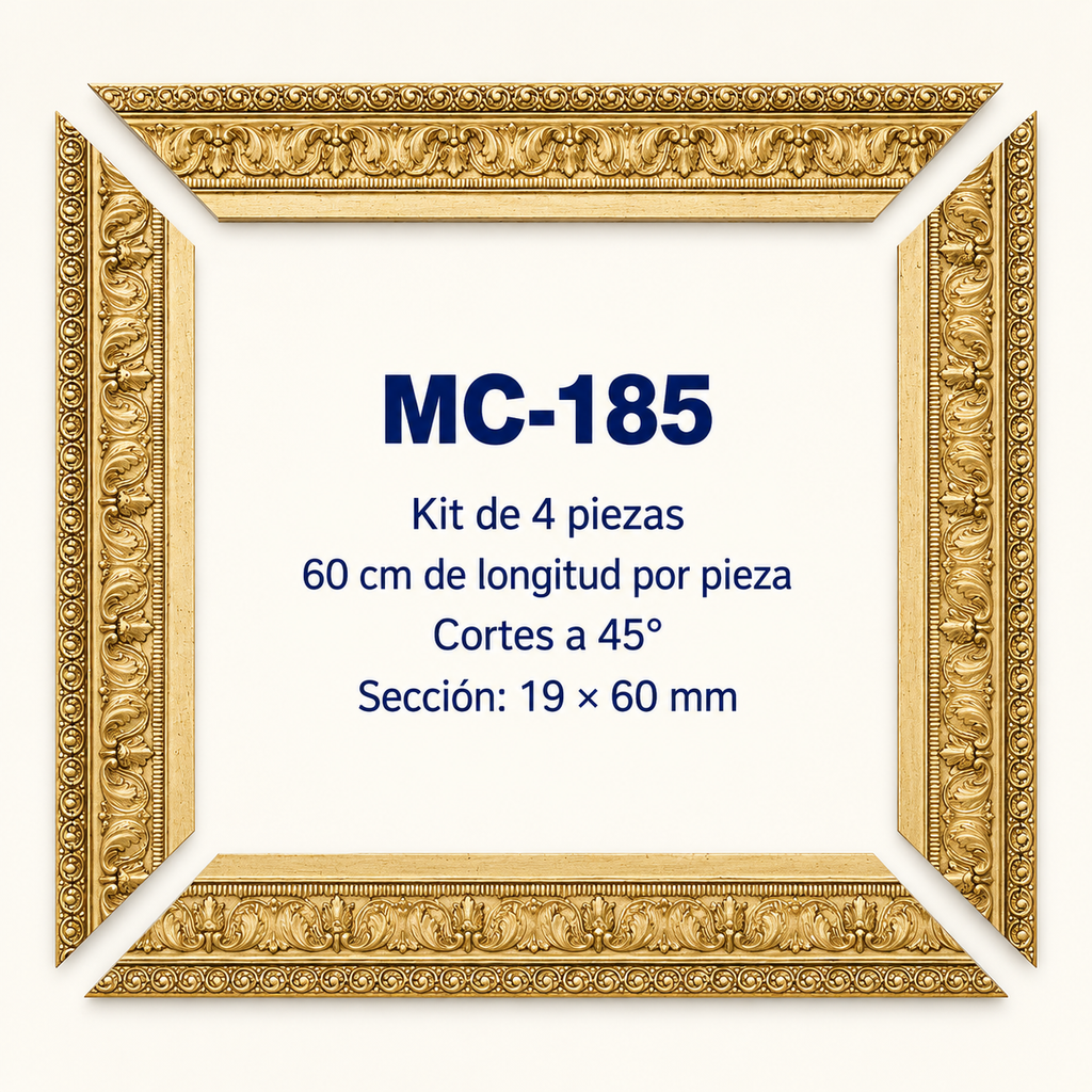 Moldura de madera grabada para marco MC185 – Kit de 4 piezas