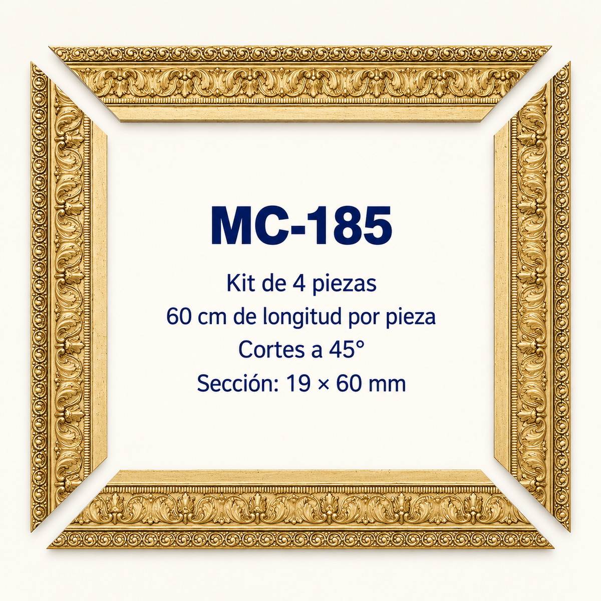 Moldura de madera grabada para marco MC185 – Kit de 4 piezas
