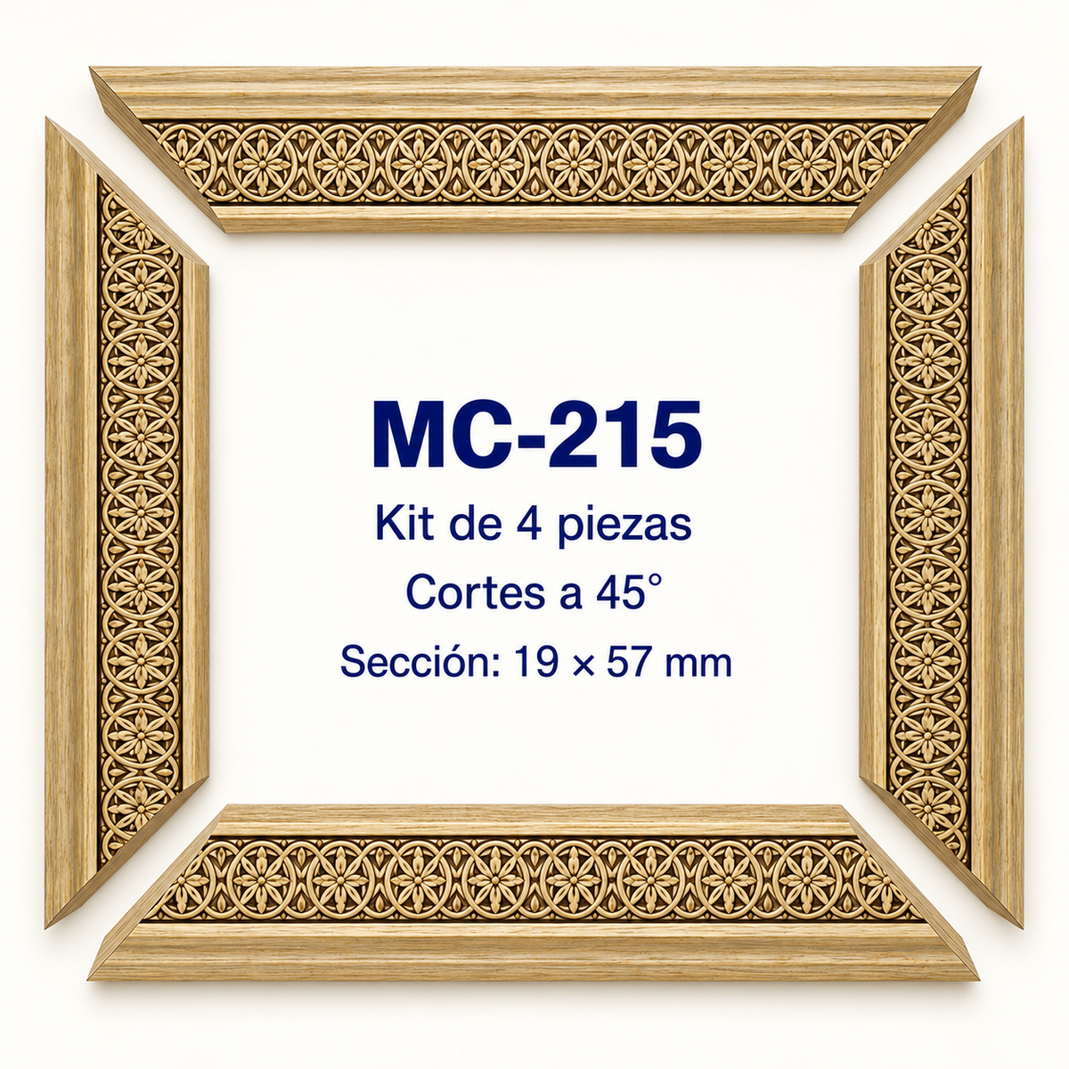 Moldura de madera grabada para marco MC215 – Kit de 4 piezas