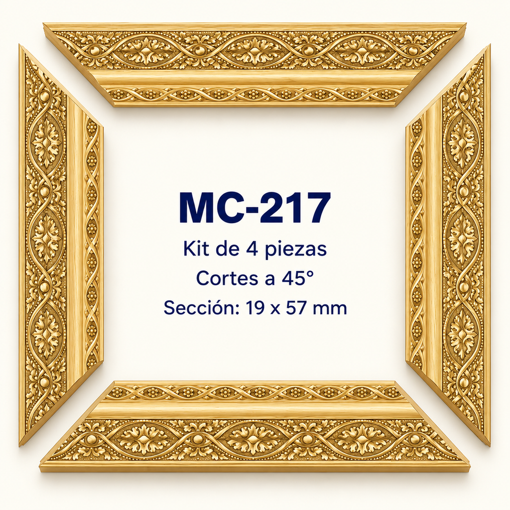 Moldura de madera grabada para marco MC217 – Kit de 4 piezas