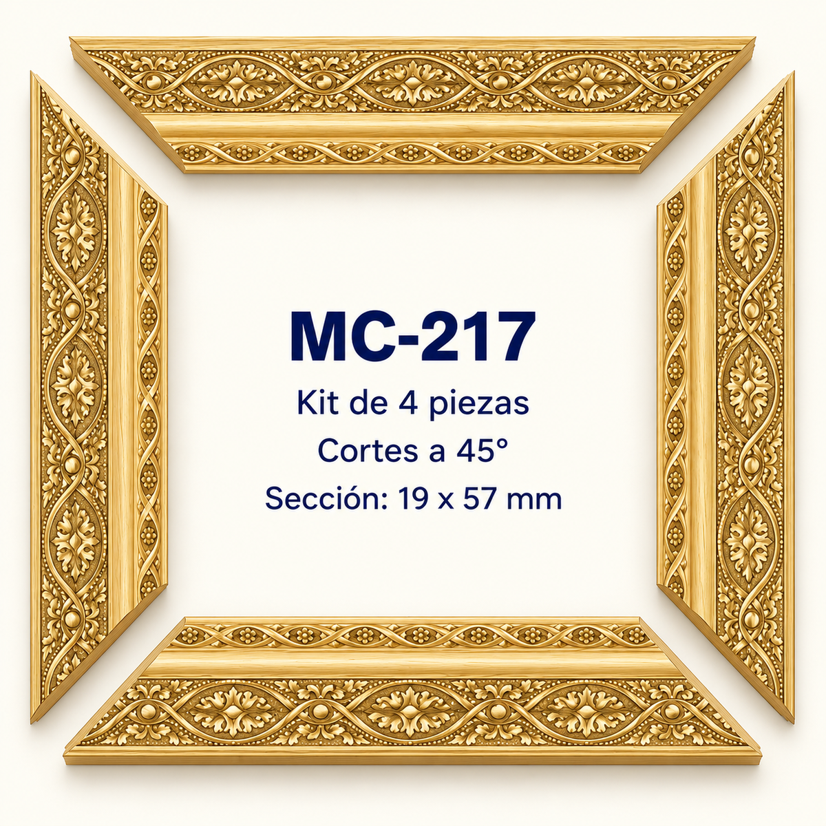 Moldura de madera grabada para marco MC217 – Kit de 4 piezas