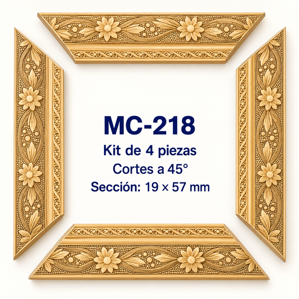 Moldura de madera grabada para marco MC218 – Kit de 4 piezas