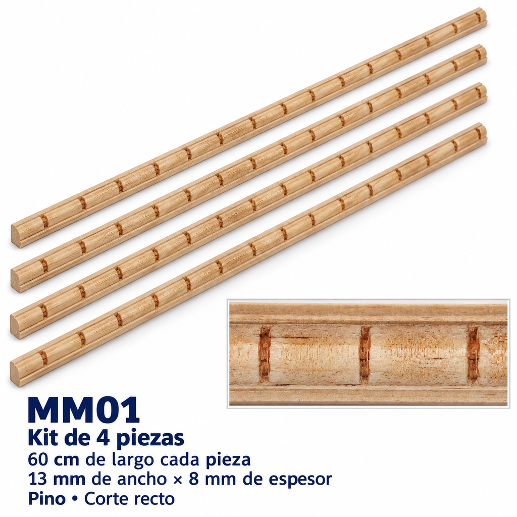 Moldura de madera grabada para mueble MM-01 – Kit de 4 piezas