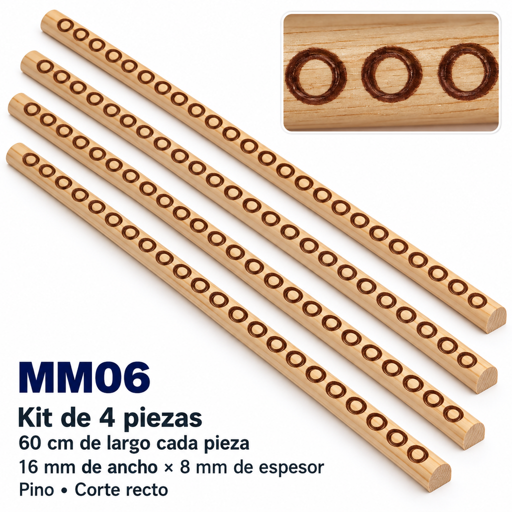 Moldura de madera grabada para mueble MM-06 – Kit de 4 piezas