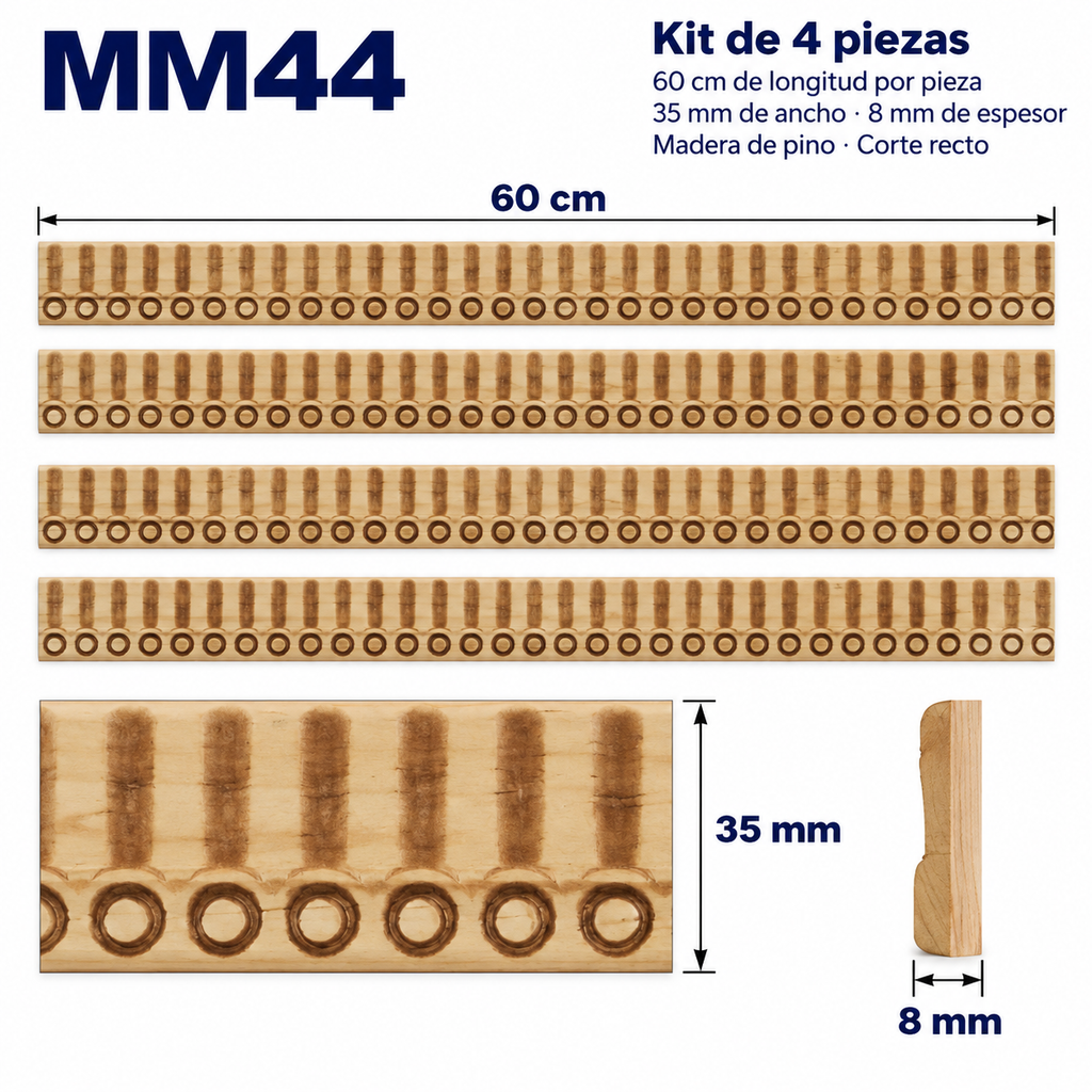 Moldura de madera grabada para mueble MM-44 – Kit de 4 piezas