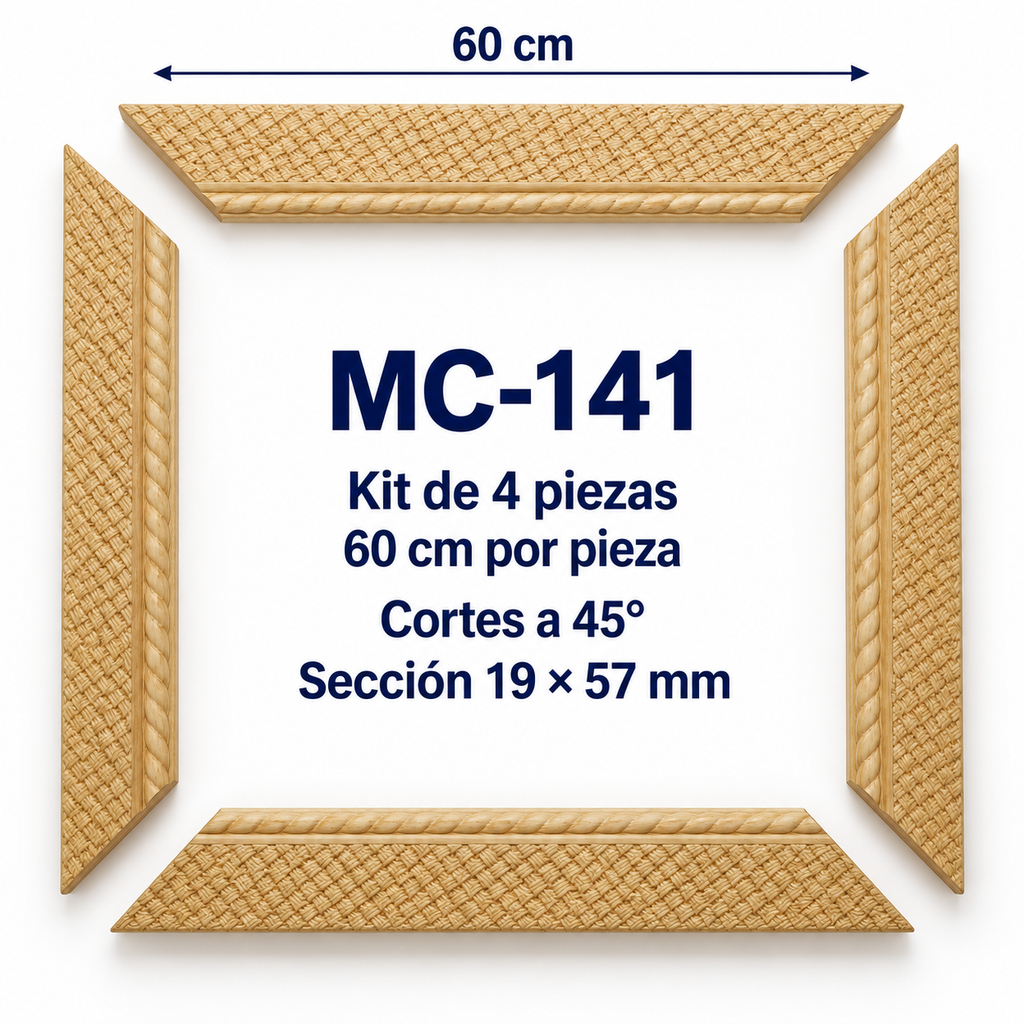 Moldura de madera grabada para marco MC141 – Kit de 4 piezas