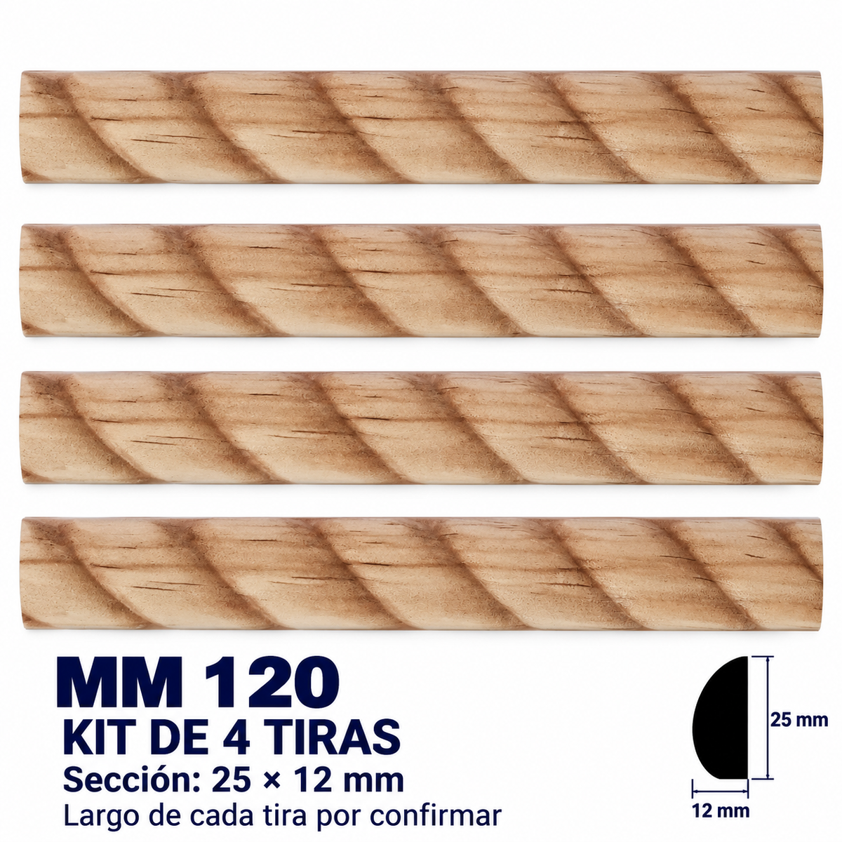 Moldura de madera grabada para mueble MM-120 – Kit de 4 piezas