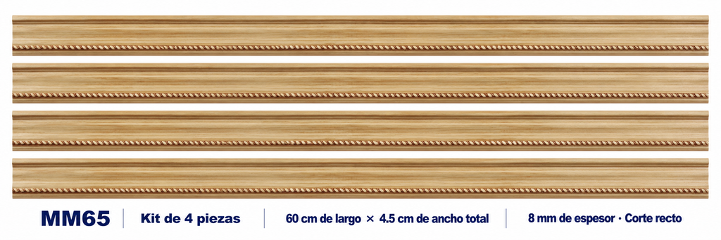 Moldura de madera grabada para mueble MM-65 – Kit de 4 piezas