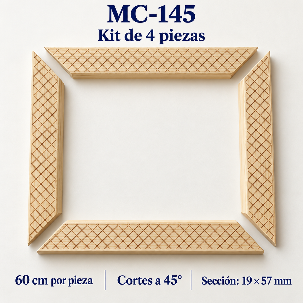 Moldura de madera grabada para marco MC145 – Kit de 4 piezas