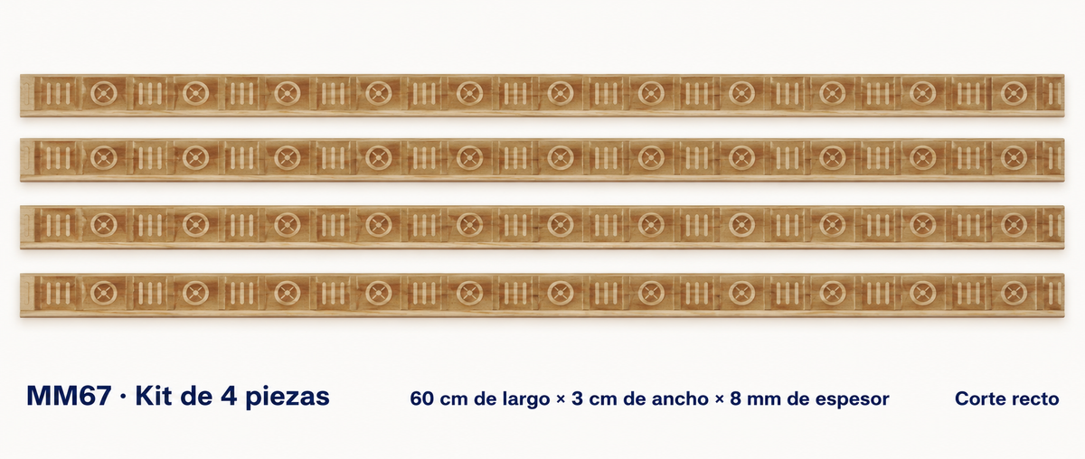 Moldura de madera grabada para mueble MM-67 – Kit de 4 piezas