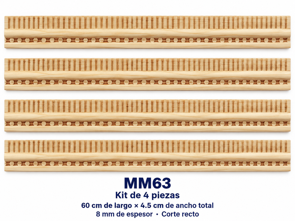 Moldura de madera grabada para mueble MM-63 – Kit de 4 piezas