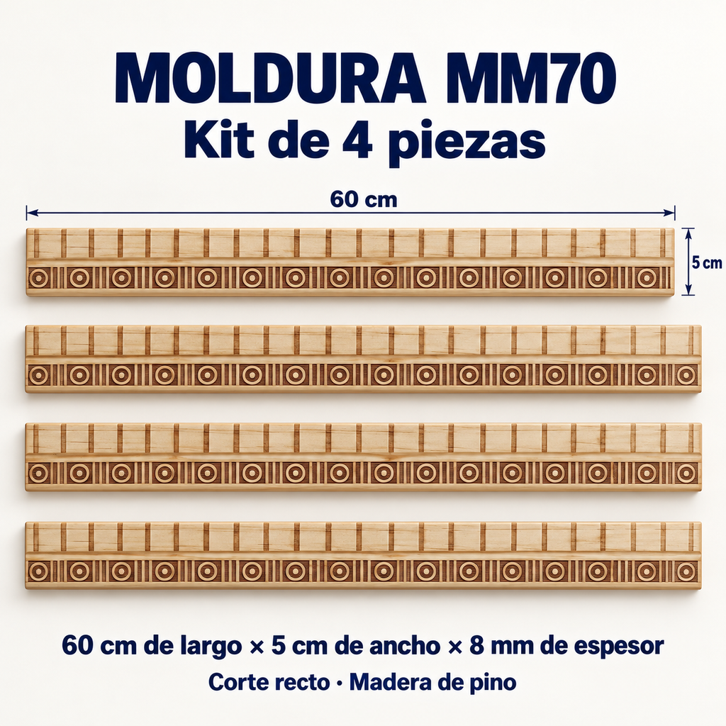 Moldura de madera grabada para mueble MM-70 – Kit de 4 piezas