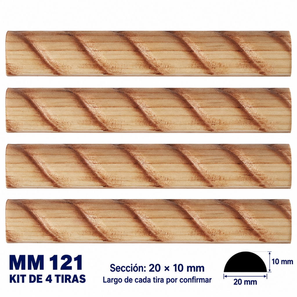 Moldura de madera grabada para mueble MM-121 – Kit de 4 piezas
