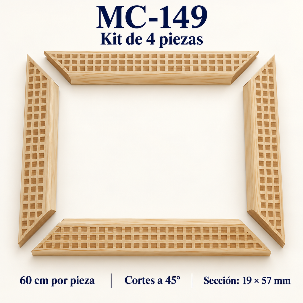 Moldura de madera grabada para marco MC149 – Kit de 4 piezas