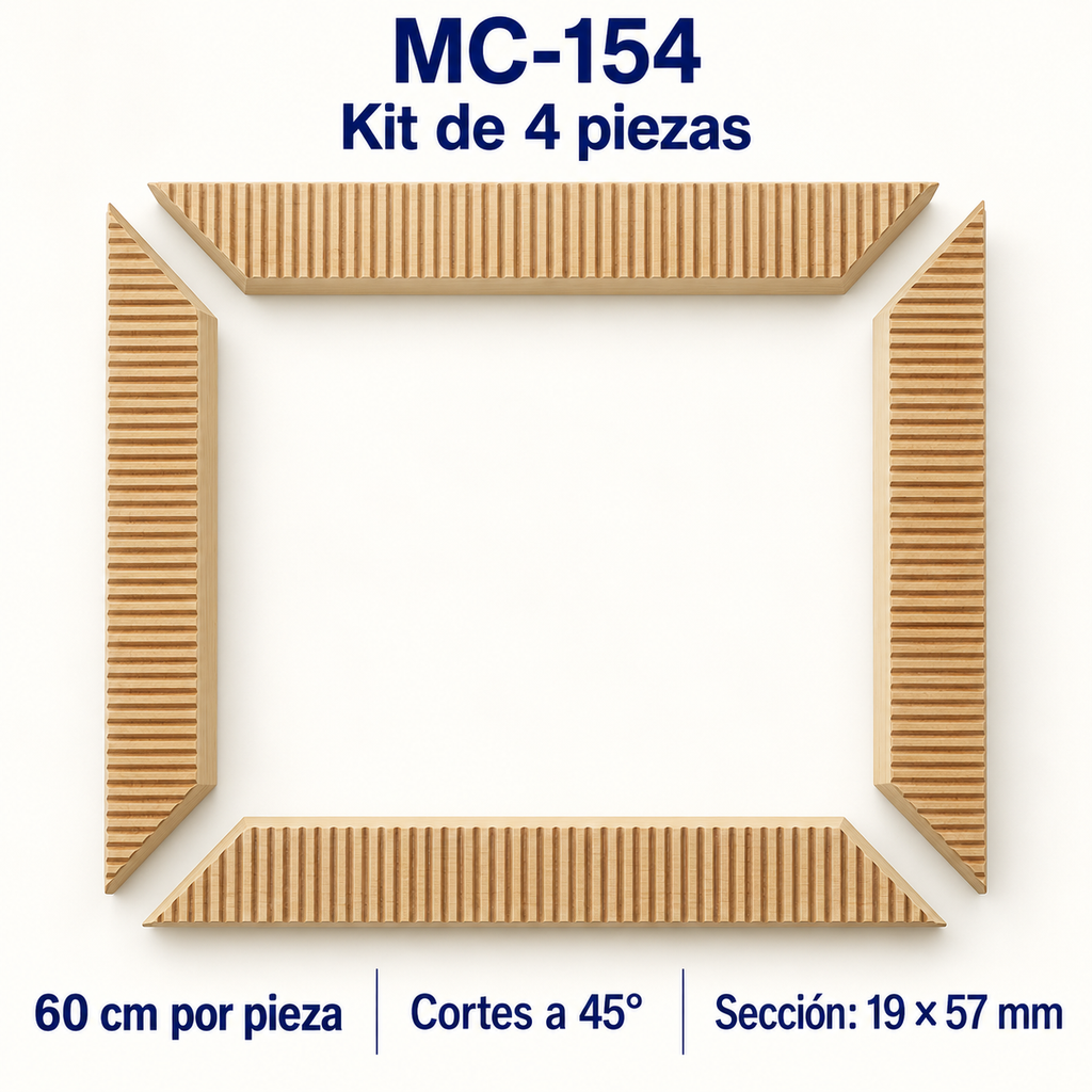 Moldura de madera grabada para marco MC154 – Kit de 4 piezas