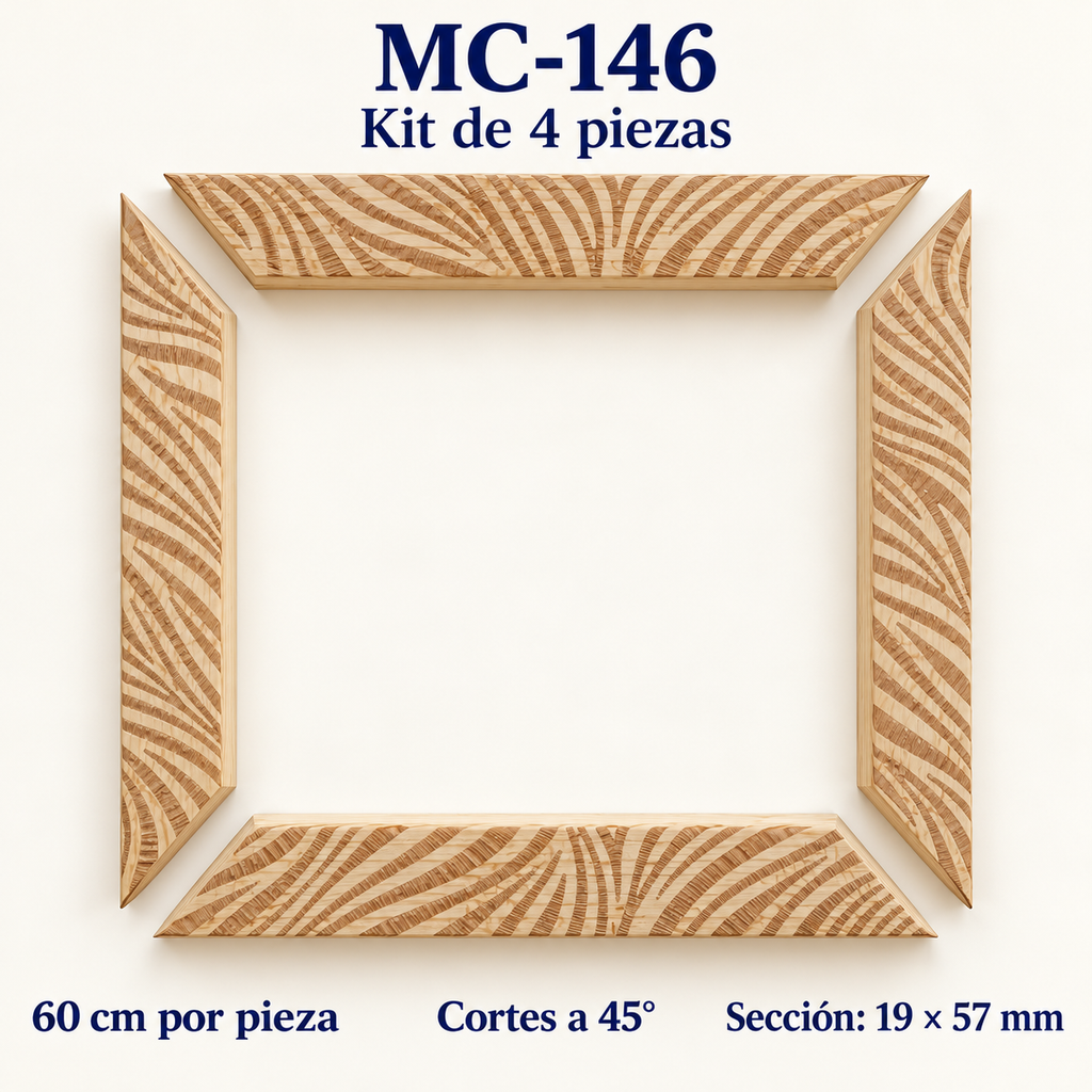 Moldura de madera grabada para marco MC146 – Kit de 4 piezas