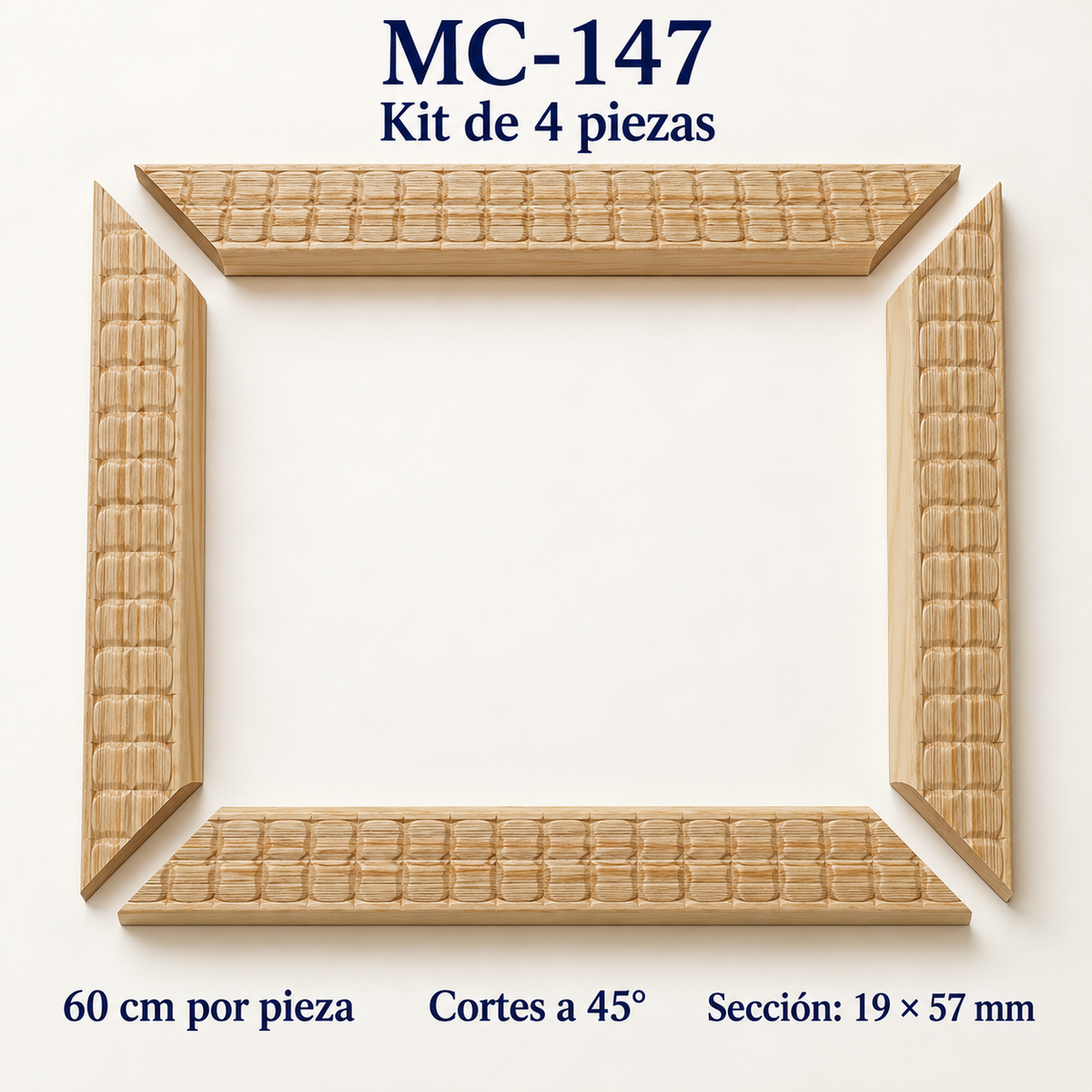 Moldura de madera grabada para marco MC147 – Kit de 4 piezas