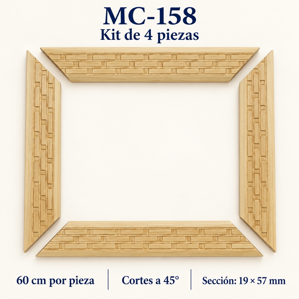 Moldura de madera grabada para marco MC158 – Kit de 4 piezas