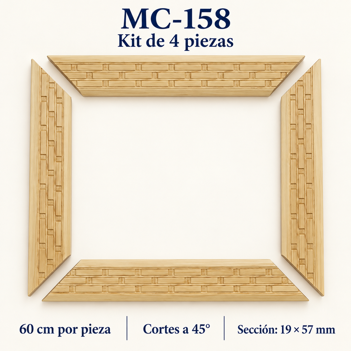 Moldura de madera grabada para marco MC158 – Kit de 4 piezas