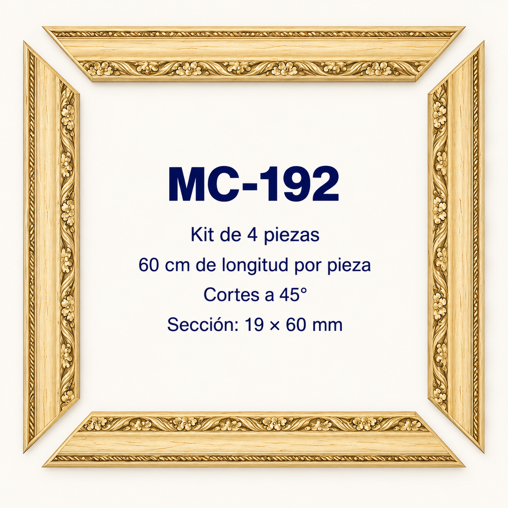Moldura de madera grabada para marco MC192 – Kit de 4 piezas