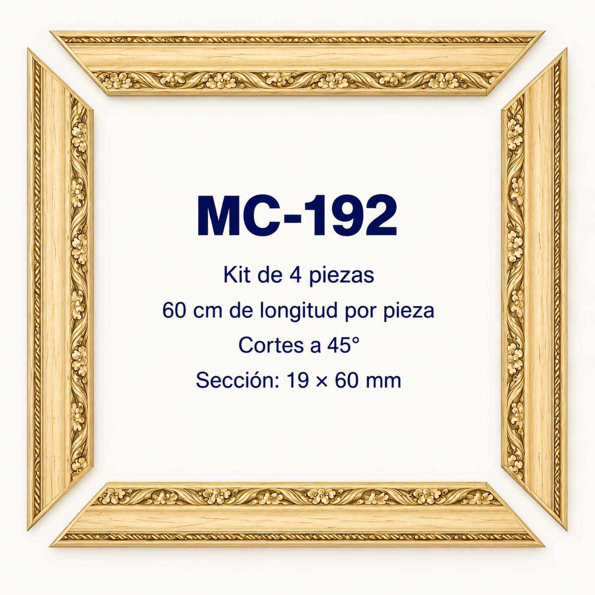 Moldura de madera grabada para marco MC192 – Kit de 4 piezas