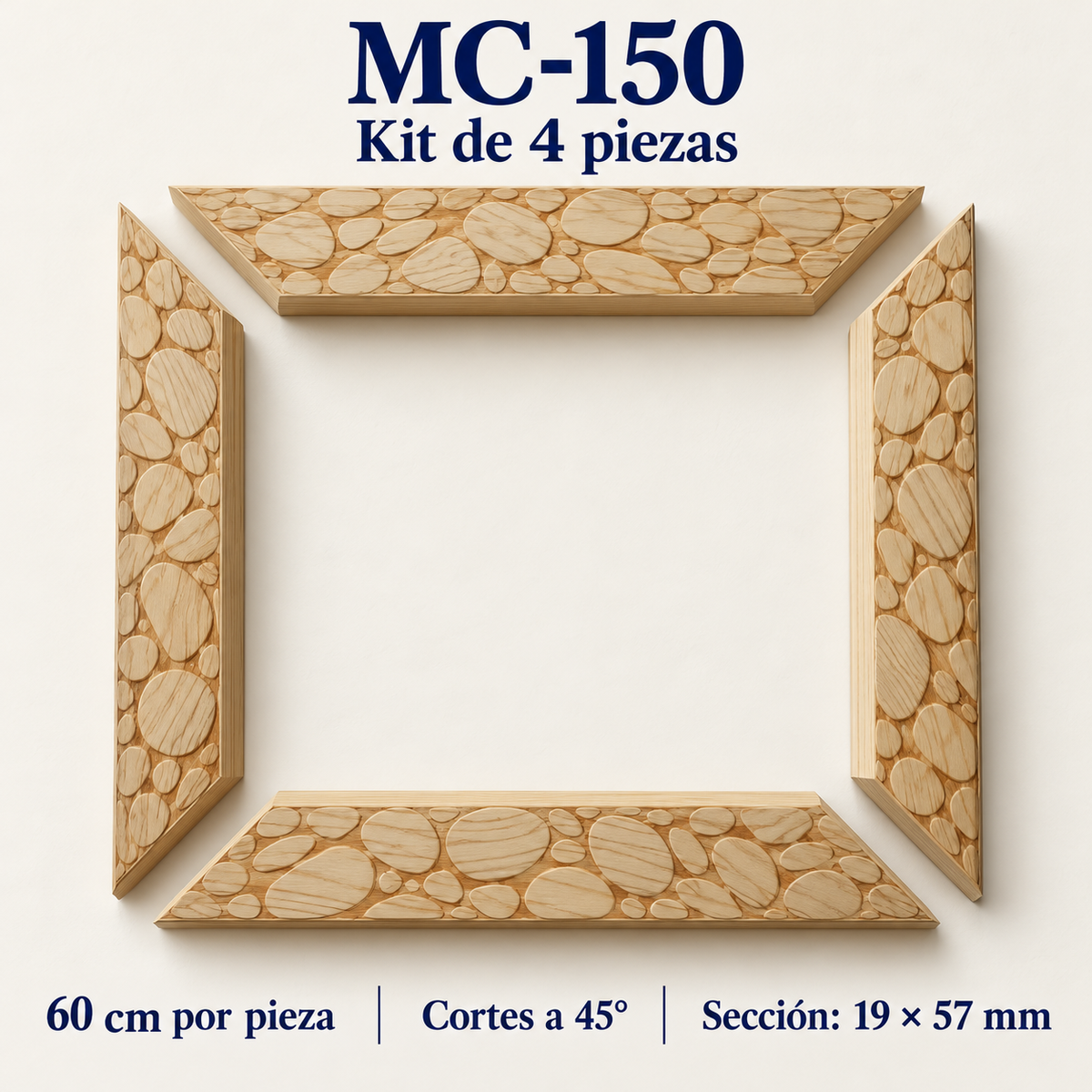 Moldura de madera grabada para marco MC150 – Kit de 4 piezas