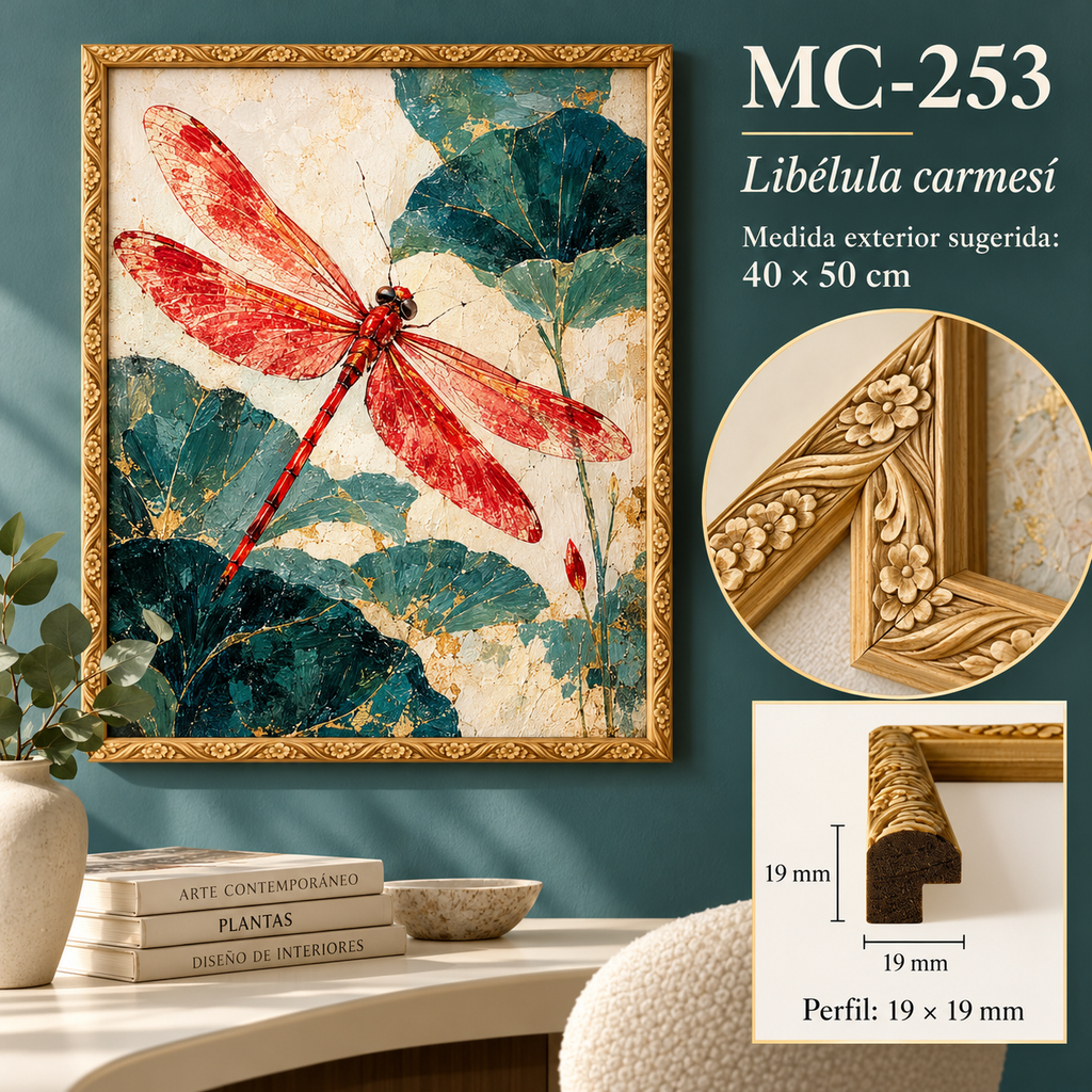 Moldura de madera grabada para marco MC253 – Kit de 4 piezas