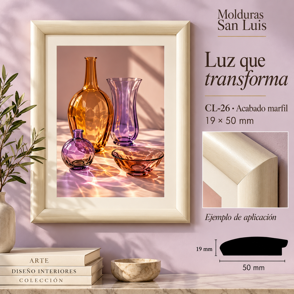 Moldura de madera lisa para marco CL26 – Kit de 4 piezas