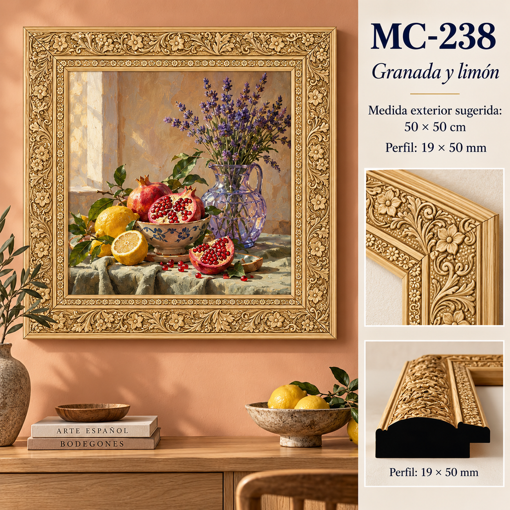 Moldura de madera grabada para marco MC238 – Kit de 4 piezas