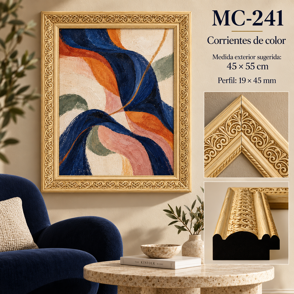 Moldura de madera grabada para marco MC241 – Kit de 4 piezas