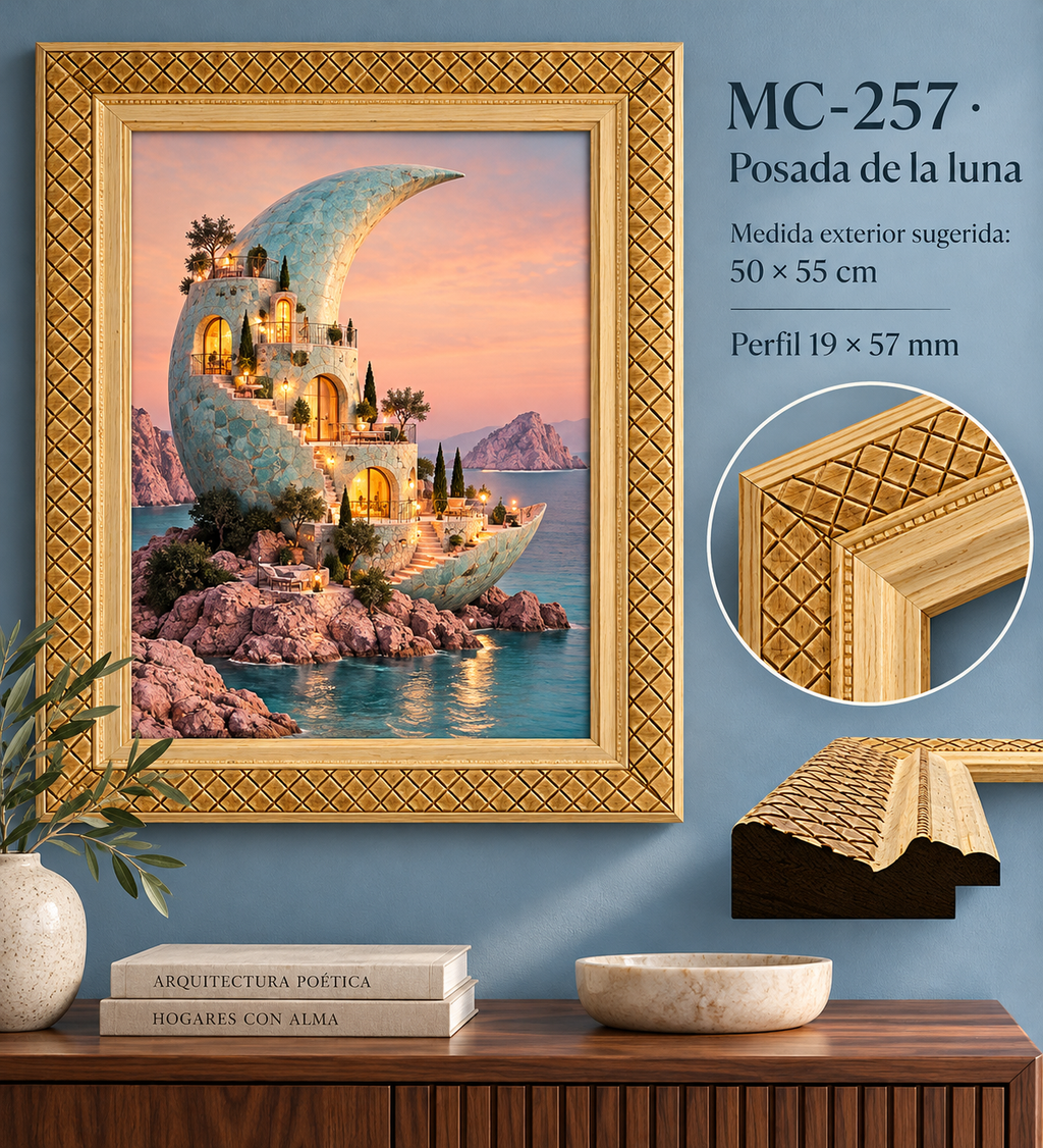 Moldura de madera grabada para marco MC257 – Kit de 4 piezas