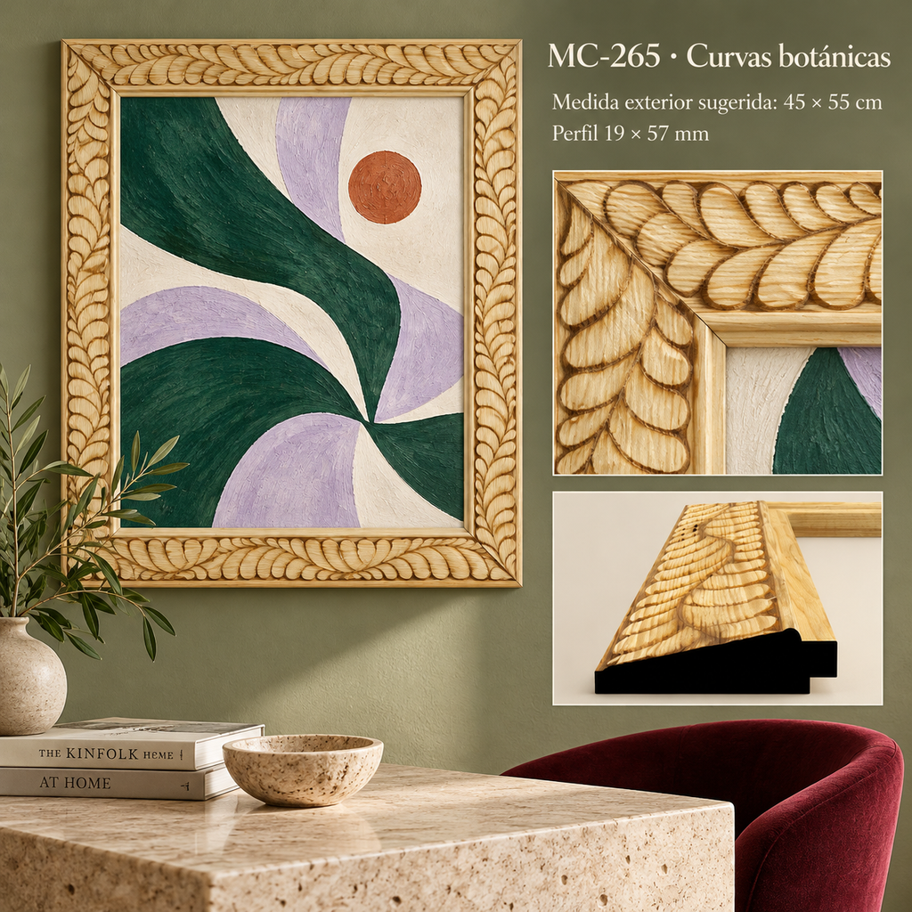 Moldura de madera grabada para marco MC265 – Kit de 4 piezas
