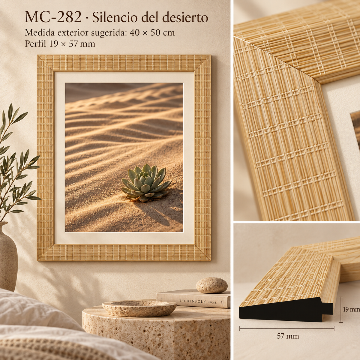 Moldura de madera grabada para marco MC282 – Kit de 4 piezas