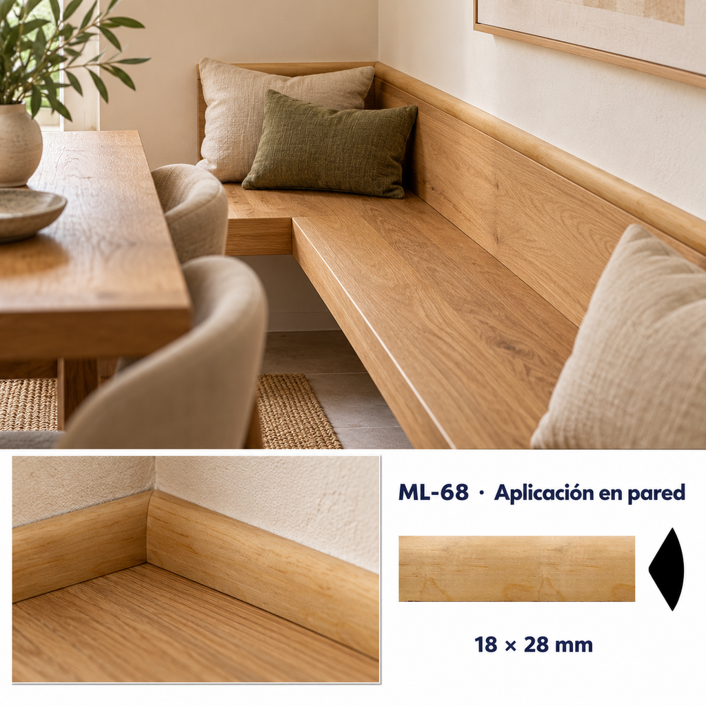 Kit de 4 Piezas moldura lisa modelo ML-68 TIPO CUARTO BOCEL