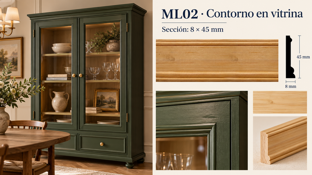 Moldura de madera lisa para mueble ML-02 – Kit de 4 Piezas TIPO CHAMBRANA