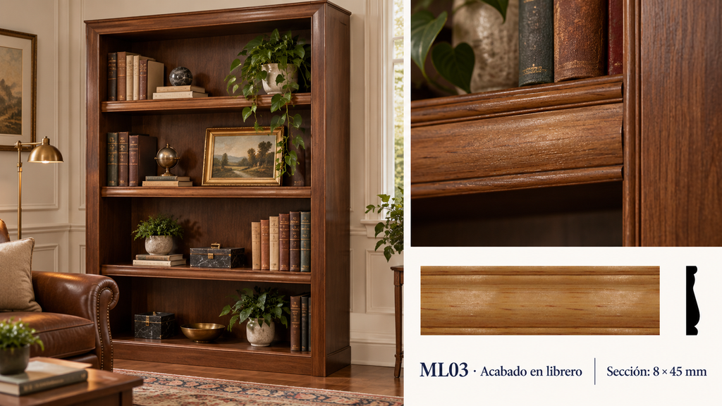 Moldura de madera lisa para mueble ML-03 – Kit de 4 Piezas TIPO CHAMBRANA