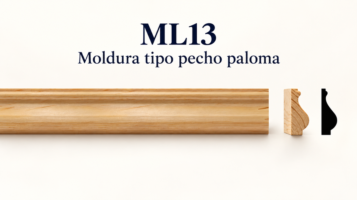 Moldura de madera lisa para mueble ML-13 – Kit de 4 Piezas TIPO PECHO PALOMA