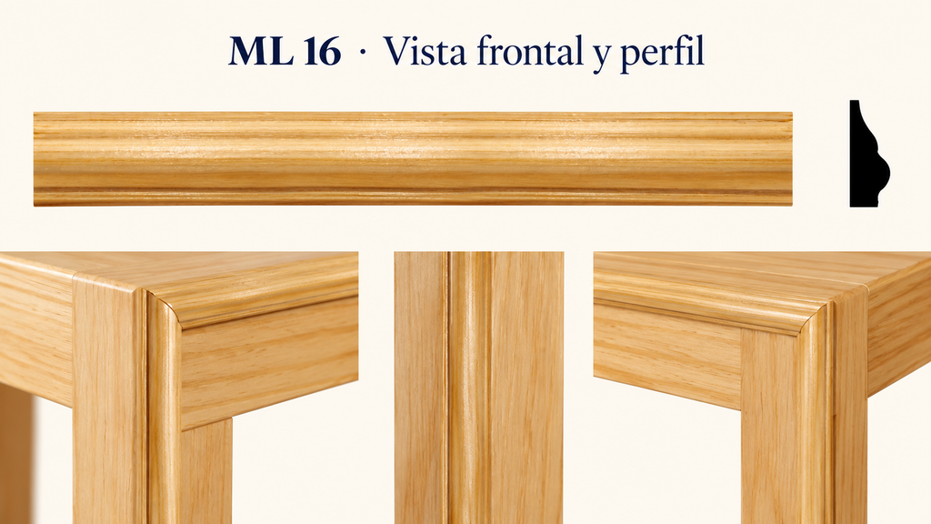 Moldura de madera lisa para mueble ML-16 – Kit de 4 Piezas TIPO MEDIO COLLARIN