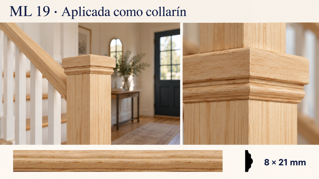 Moldura de madera lisa para mueble ML-19 – Kit de 4 Piezas TIPO COLLARIN