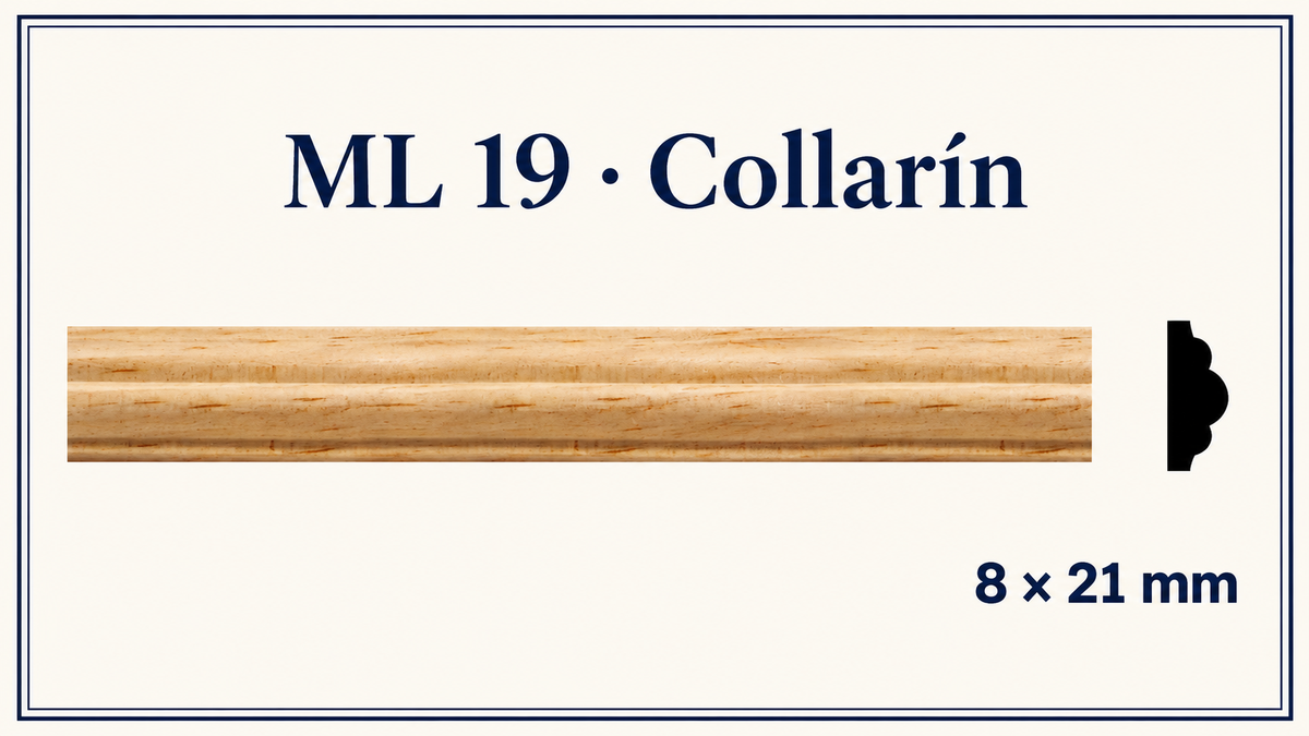 Moldura de madera lisa para mueble ML-19 – Kit de 4 Piezas TIPO COLLARIN