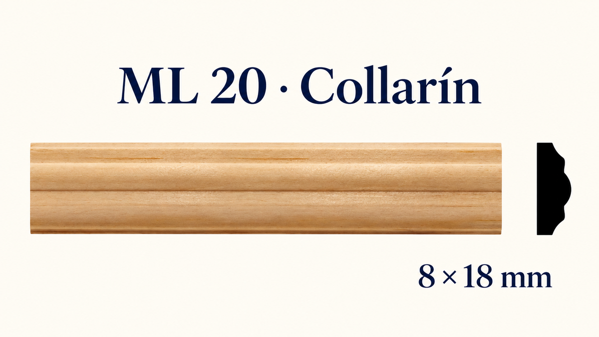Moldura de madera lisa para mueble ML-20 – Kit de 4 Piezas TIPO COLLARIN