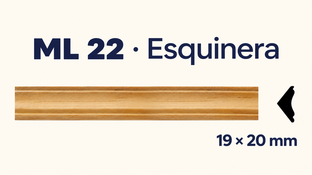 Moldura de madera lisa para mueble ML-22 – Kit de 4 Piezas TIPO ESQUINERA