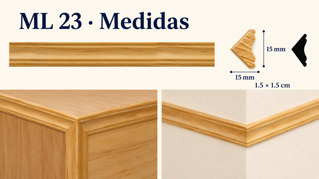 Moldura de madera lisa para mueble ML-23  – Kit de 4 Piezas TIPO ESQUINERA
