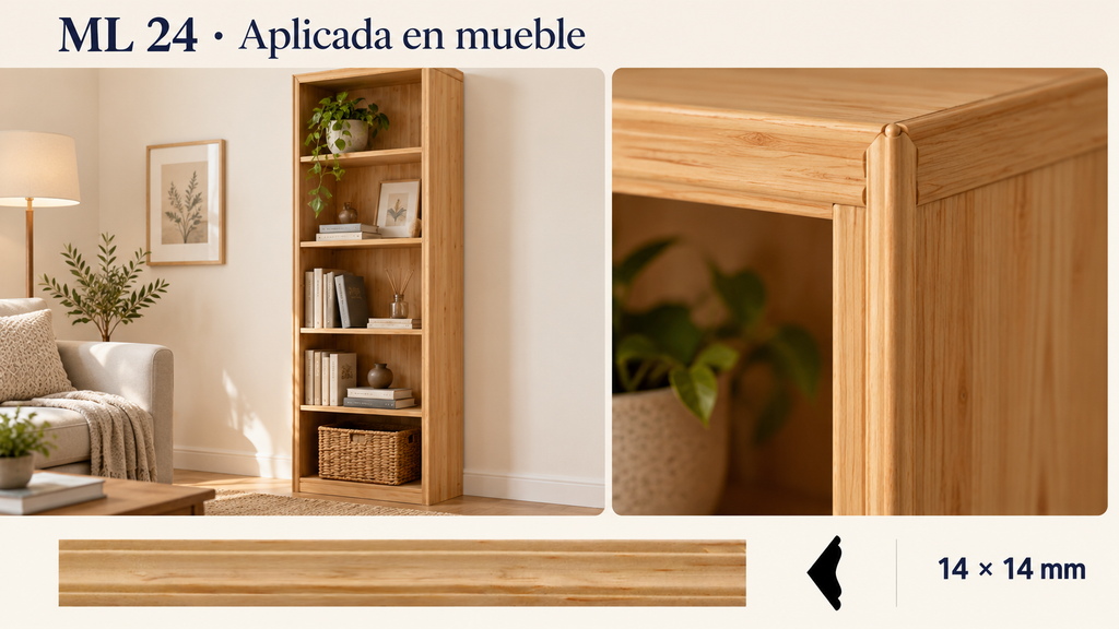 Moldura de madera lisa para mueble ML-24 – Kit de 4 Piezas TIPO ESQUINERA