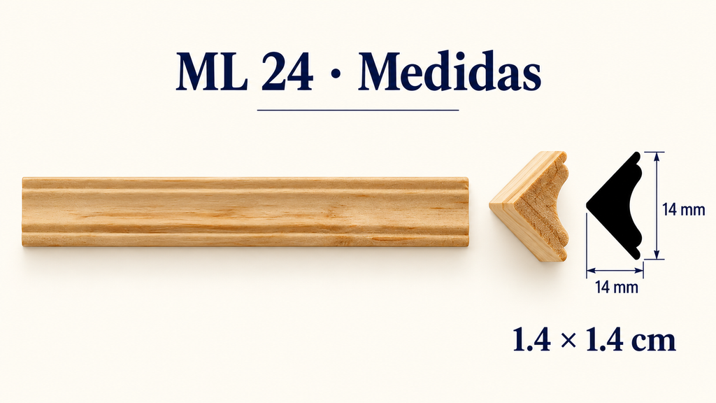 Moldura de madera lisa para mueble ML-24 – Kit de 4 Piezas TIPO ESQUINERA