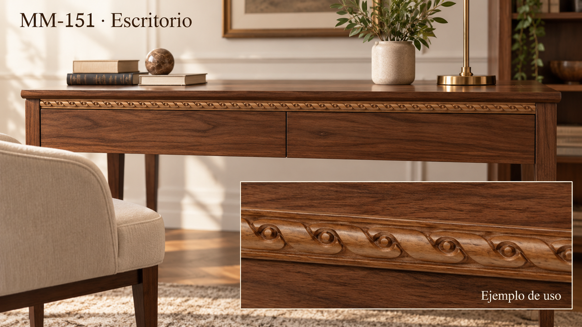Moldura de madera grabada para mueble MM-151 – Kit de 4 piezas
