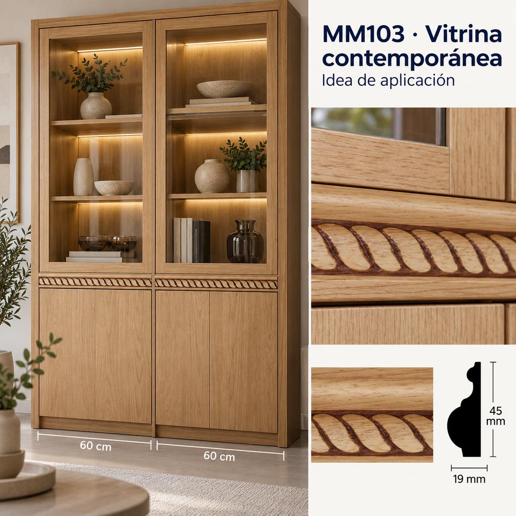 Moldura de madera grabada para mueble MM-103 – Kit de 4 piezas
