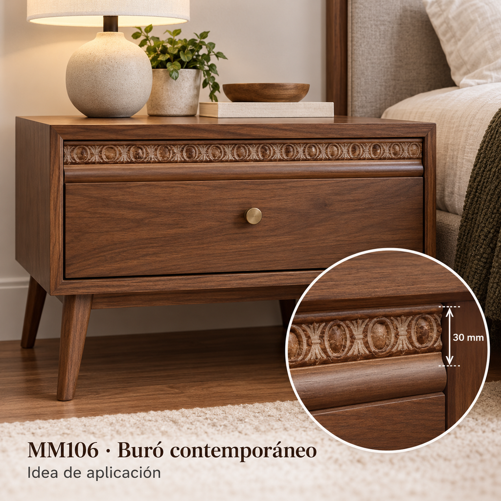 Moldura de madera grabada para mueble MM-106 – Kit de 4 piezas